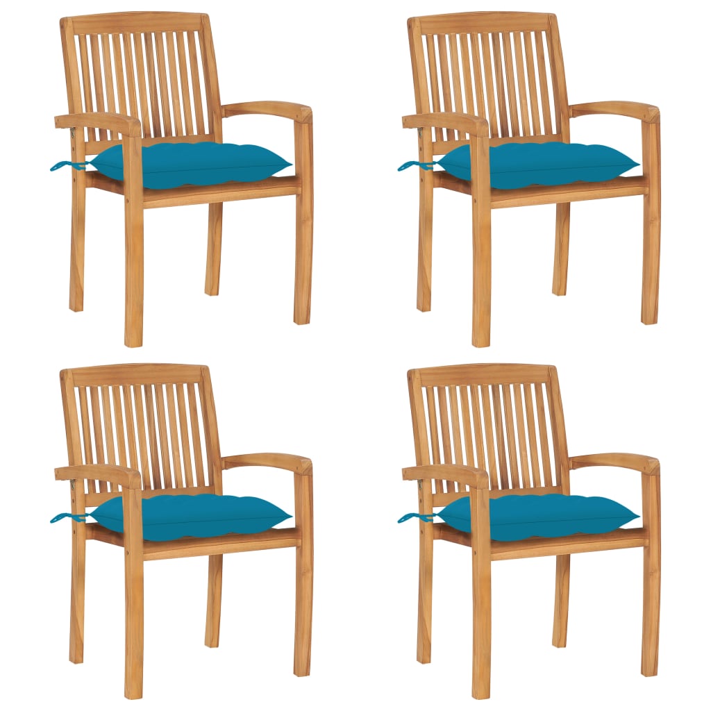 Stapelbara Trädgårdsstolar Med Dynor 8 St Massiv Teak