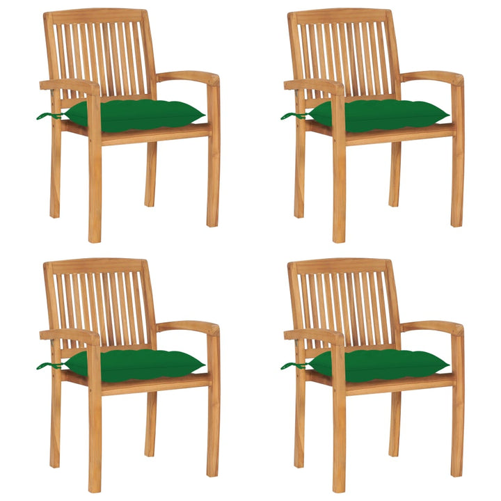Stapelbara Trädgårdsstolar Med Dynor 8 St Massiv Teak
