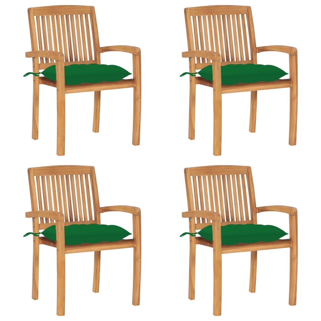 Stapelbara Trädgårdsstolar Med Dynor 8 St Massiv Teak