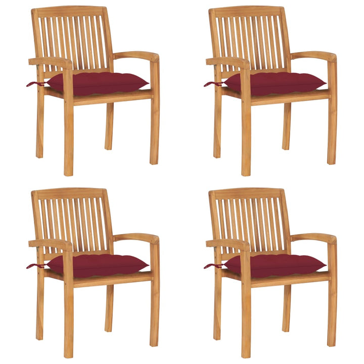 Stapelbara Trädgårdsstolar Med Dynor 8 St Massiv Teak