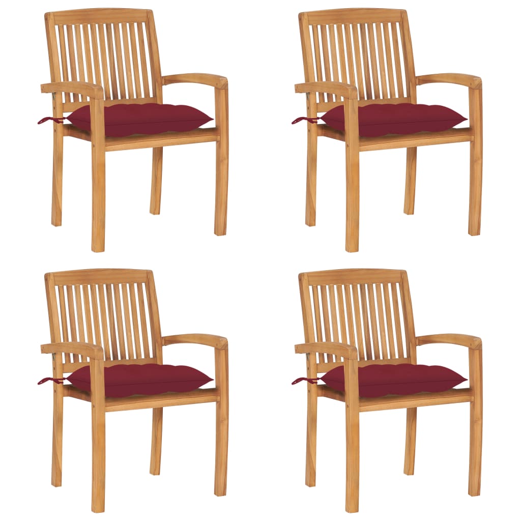 Stapelbara Trädgårdsstolar Med Dynor 8 St Massiv Teak