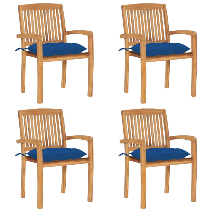 Stapelbara Trädgårdsstolar Med Dynor 8 St Massiv Teak
