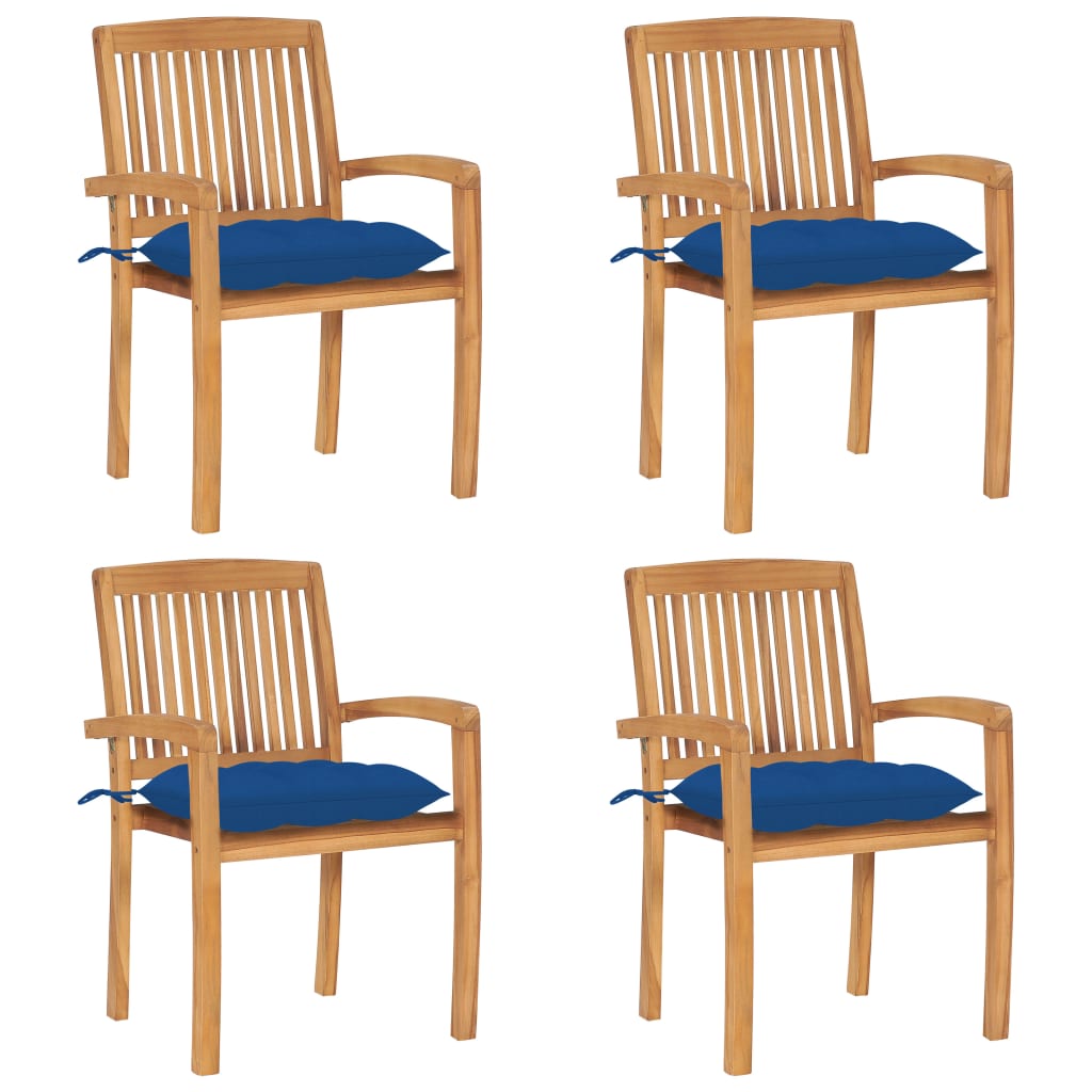Stapelbara Trädgårdsstolar Med Dynor 8 St Massiv Teak