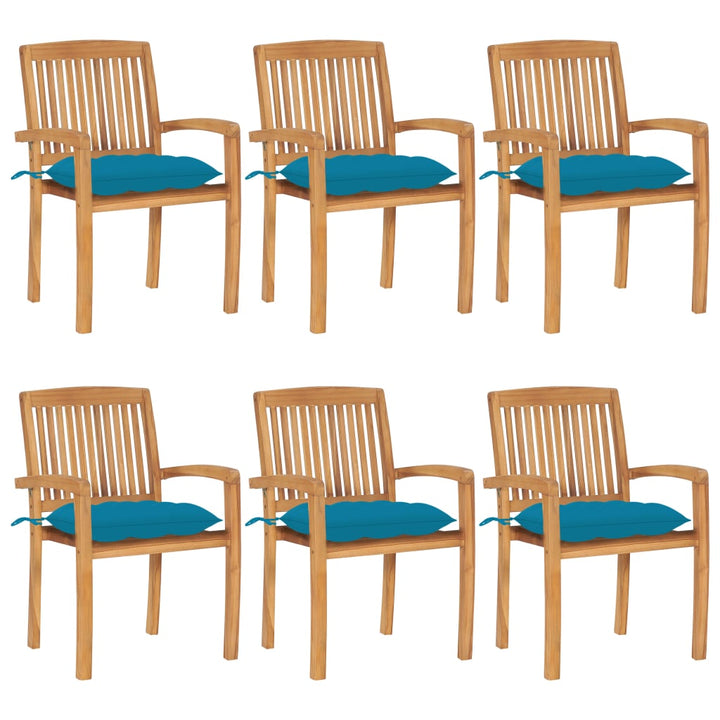 Stapelbara Trädgårdsstolar Med Dynor 8 St Massiv Teak