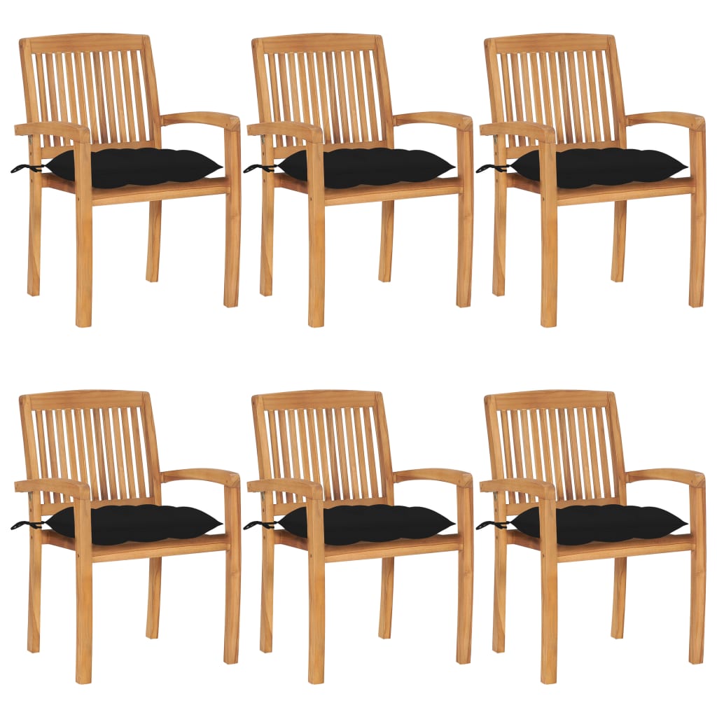 Stapelbara Trädgårdsstolar Med Dynor 8 St Massiv Teak