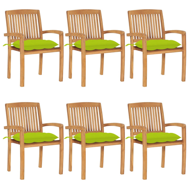 Stapelbara Trädgårdsstolar Med Dynor 8 St Massiv Teak