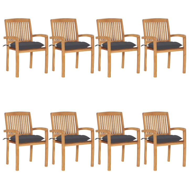 Stapelbara Trädgårdsstolar Med Dynor 8 St Massiv Teak
