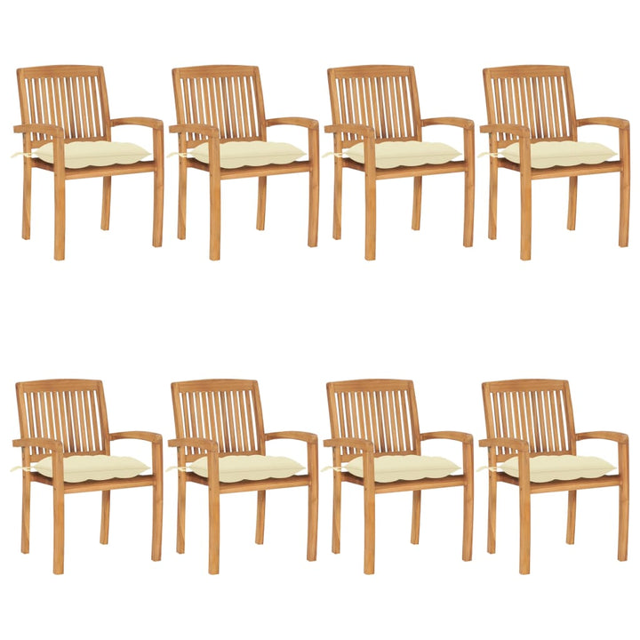 Stapelbara Trädgårdsstolar Med Dynor 8 St Massiv Teak