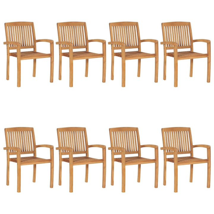 Stapelbara Trädgårdsstolar Med Dynor 8 St Massiv Teak