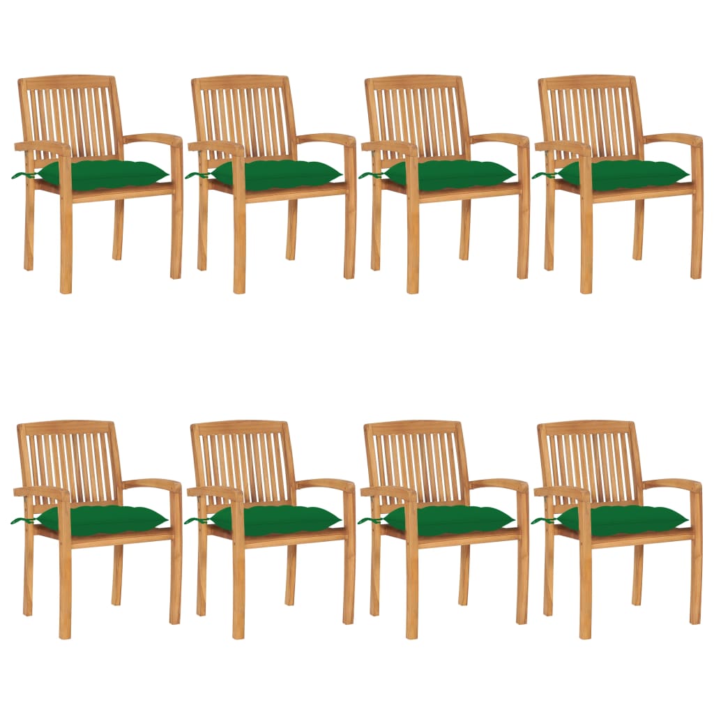 Stapelbara Trädgårdsstolar Med Dynor 8 St Massiv Teak