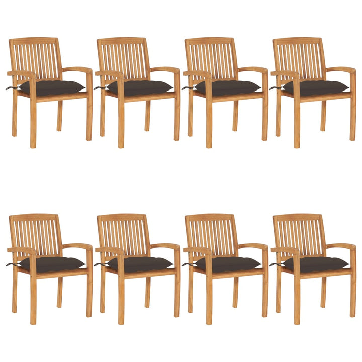 Stapelbara Trädgårdsstolar Med Dynor 8 St Massiv Teak