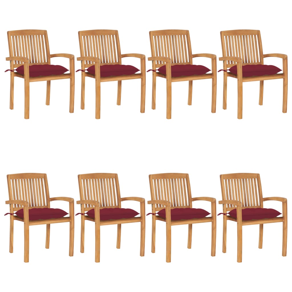 Stapelbara Trädgårdsstolar Med Dynor 8 St Massiv Teak