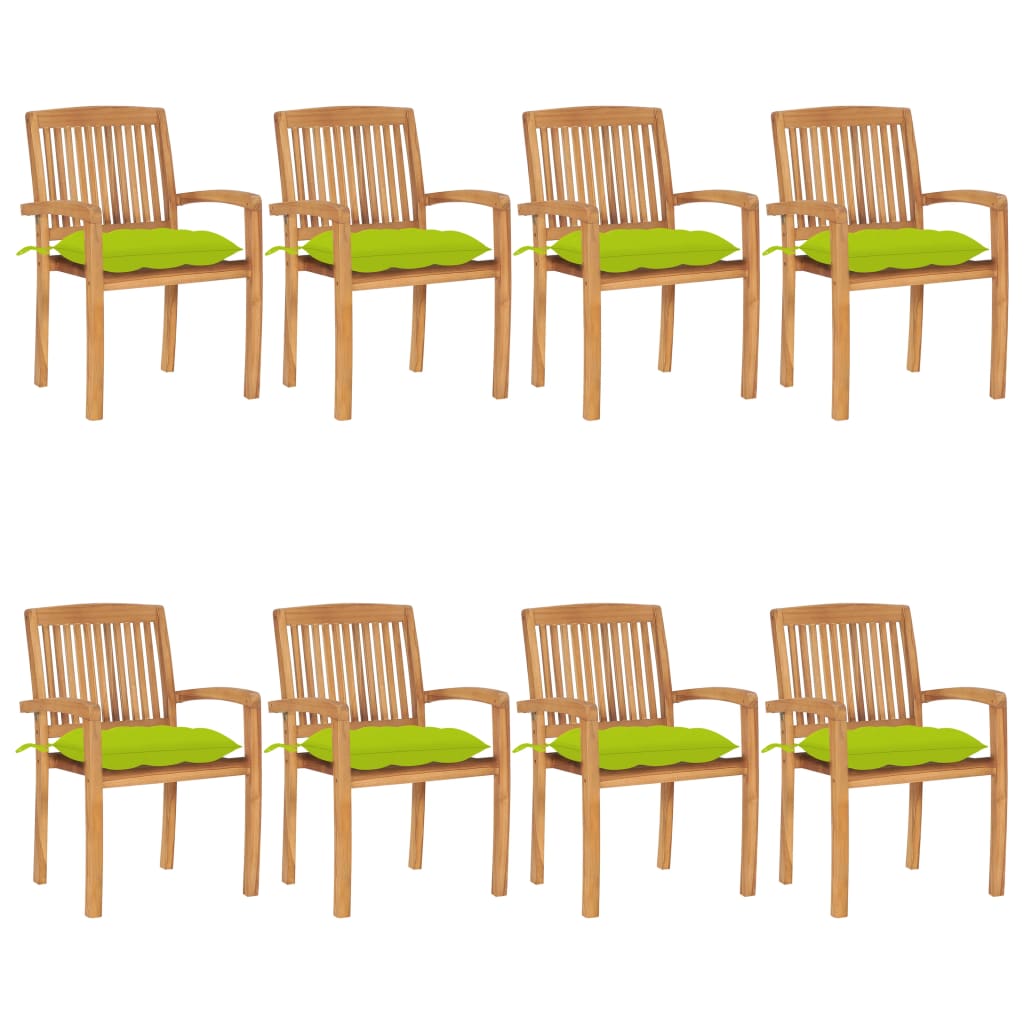 Stapelbara Trädgårdsstolar Med Dynor 8 St Massiv Teak
