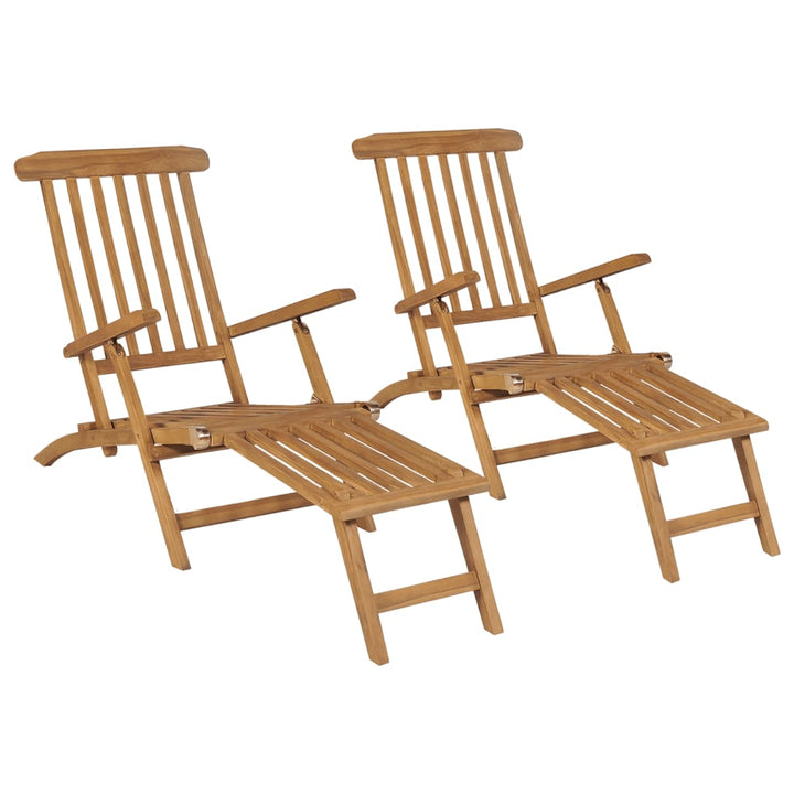 Däckstolar Med Fotstöd 2 St Massiv Teak