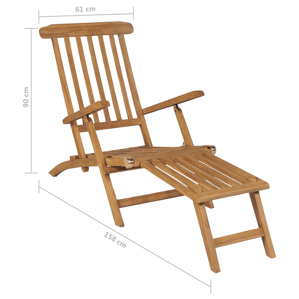 Däckstolar Med Fotstöd 2 St Massiv Teak