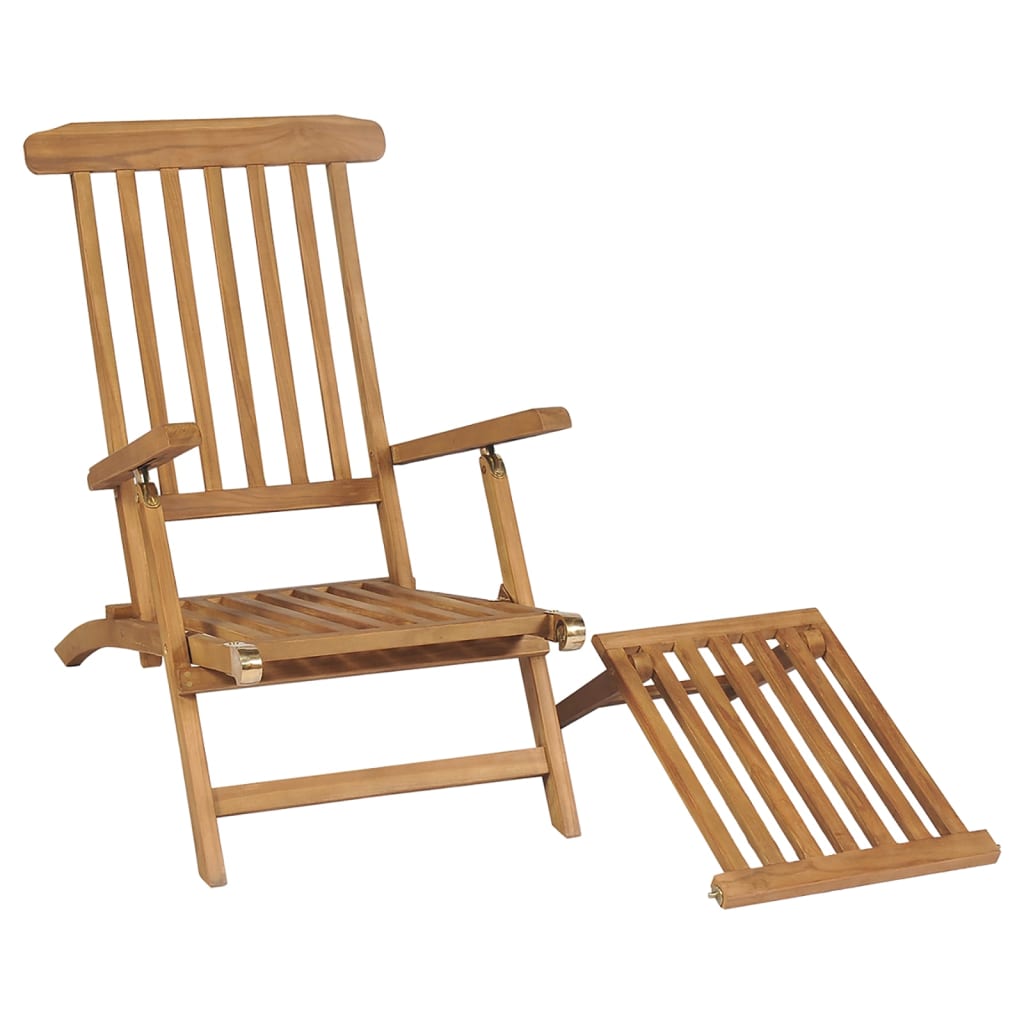 Däckstolar Med Fotstöd 2 St Massiv Teak