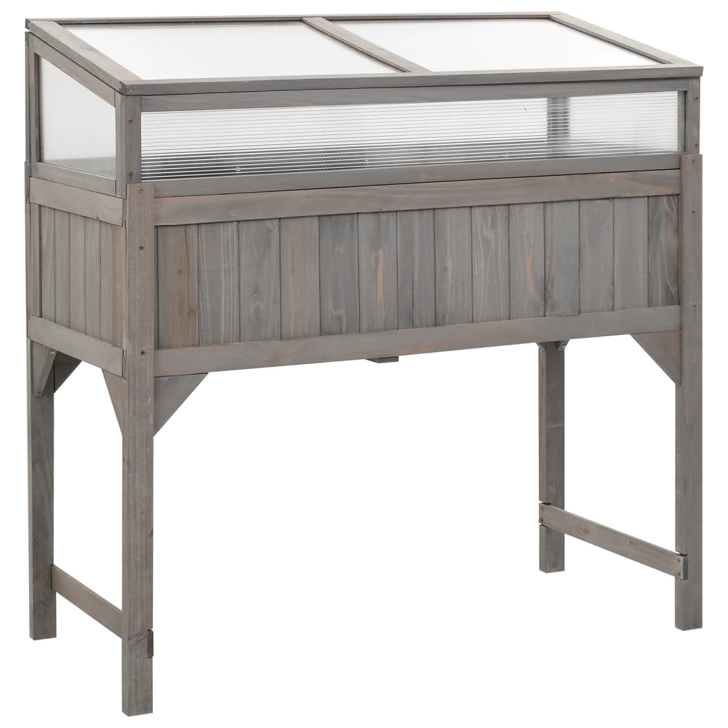 Upphöjd Odlingsbädd Med Växthus 110X54X120 Cm Massivt Granträ