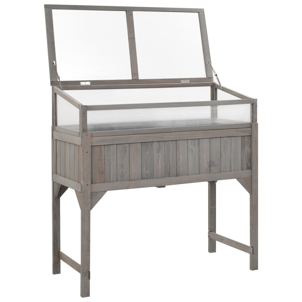 Upphöjd Odlingsbädd Med Växthus 110X54X120 Cm Massivt Granträ