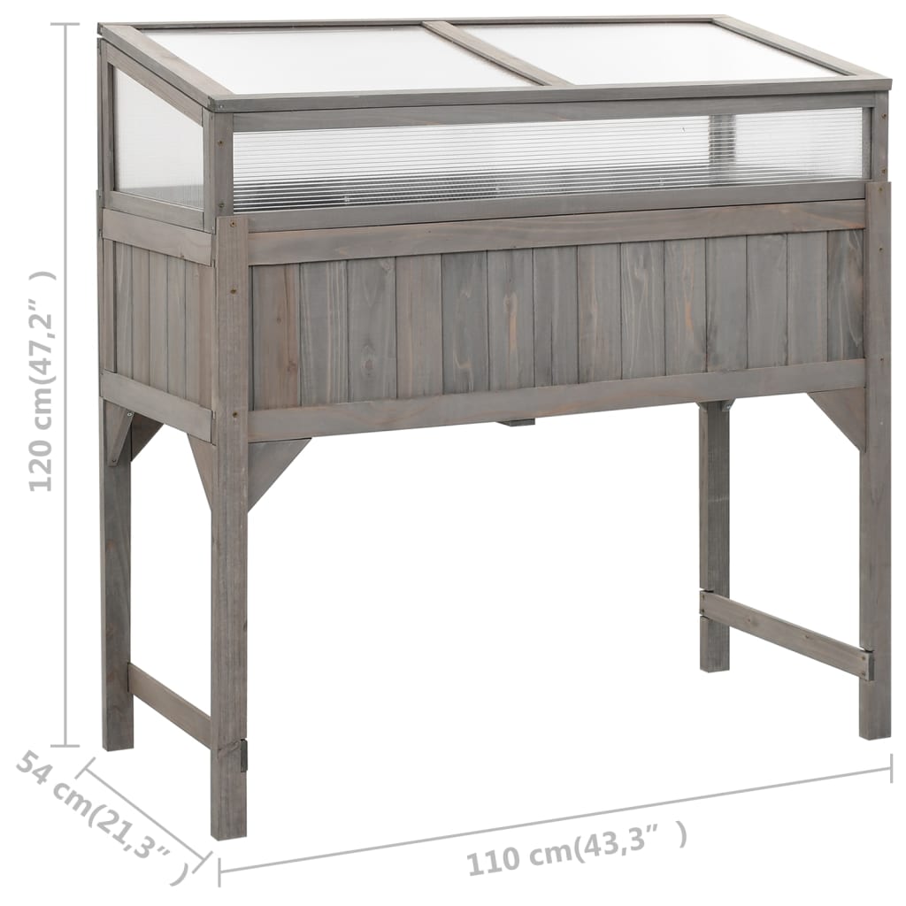Upphöjd Odlingsbädd Med Växthus 110X54X120 Cm Massivt Granträ