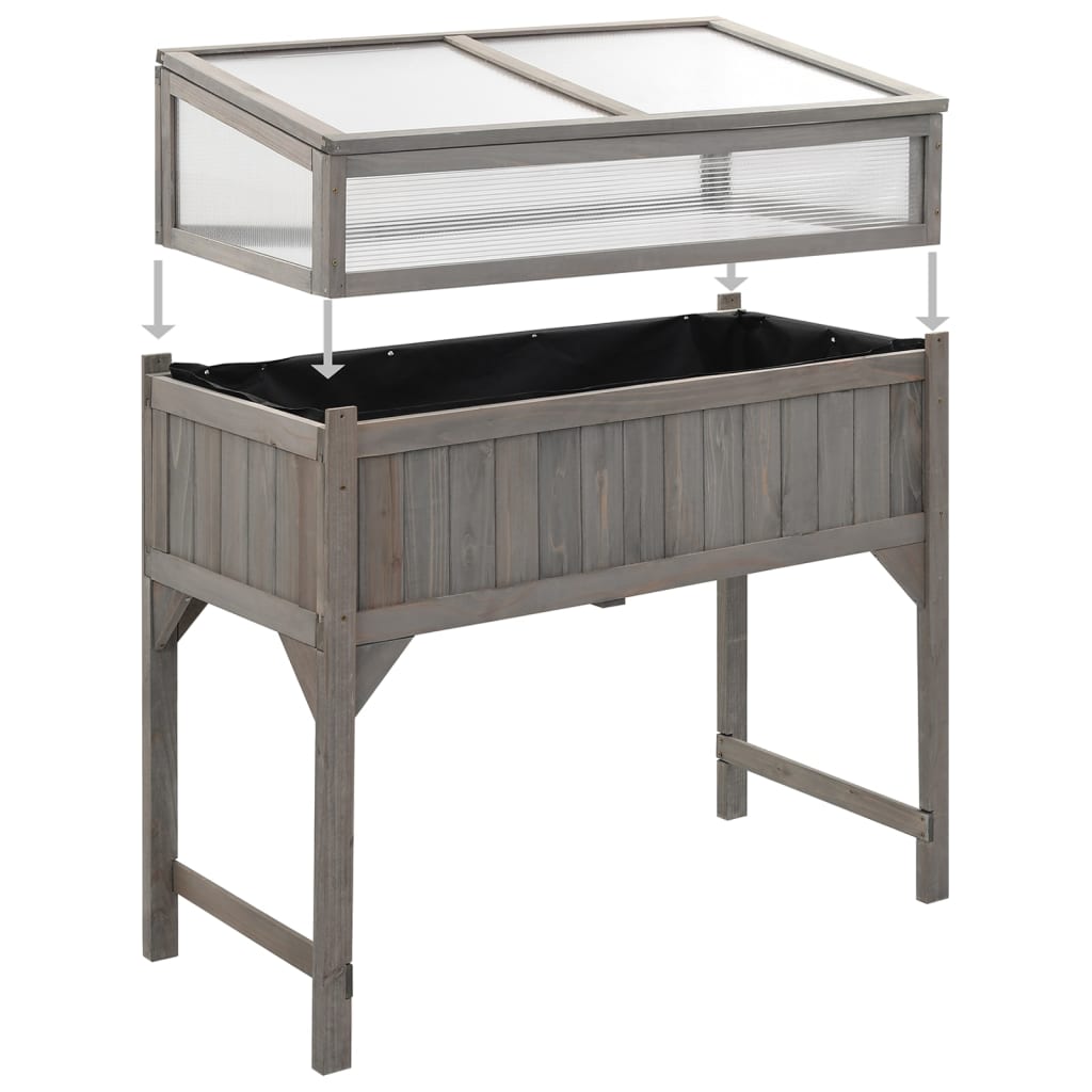 Upphöjd Odlingsbädd Med Växthus 110X54X120 Cm Massivt Granträ
