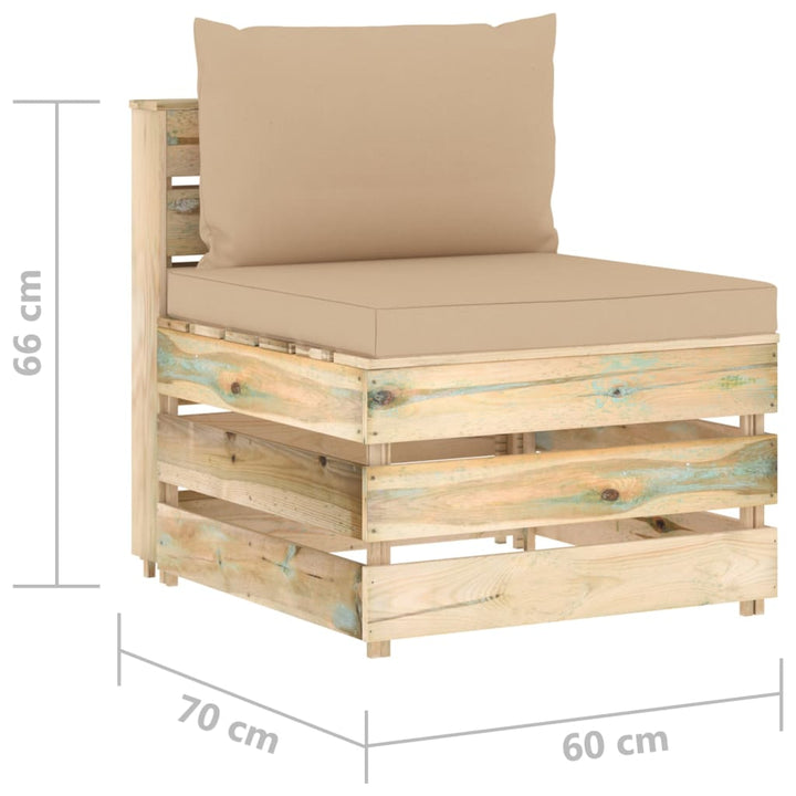 Mittensektion Med Dynor Till Pallsoffa Tryckimpregnerat Trä