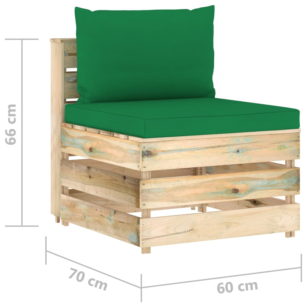 Mittensektion Med Dynor Till Pallsoffa Tryckimpregnerat Trä
