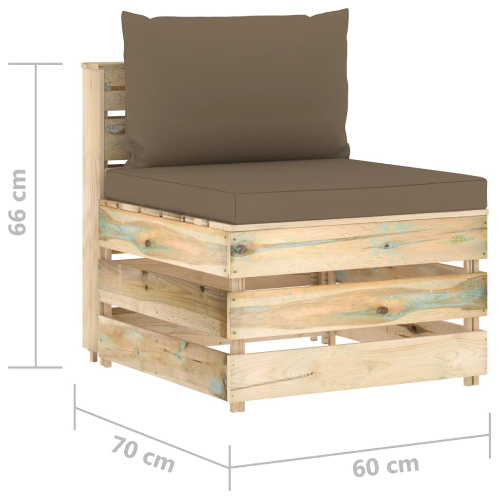 Mittensektion Med Dynor Till Pallsoffa Tryckimpregnerat Trä