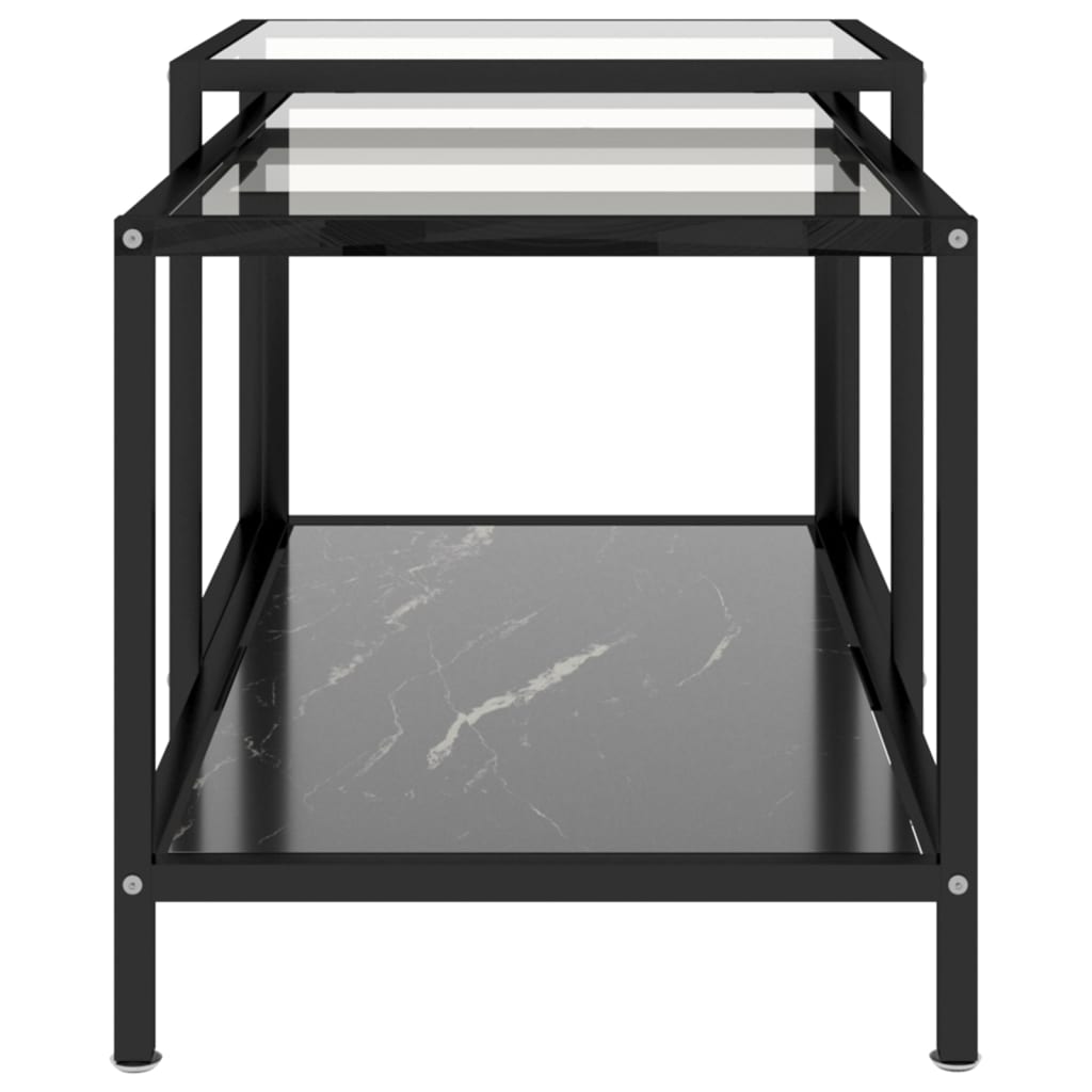 Tebord 2 St Svart Härdat Glas