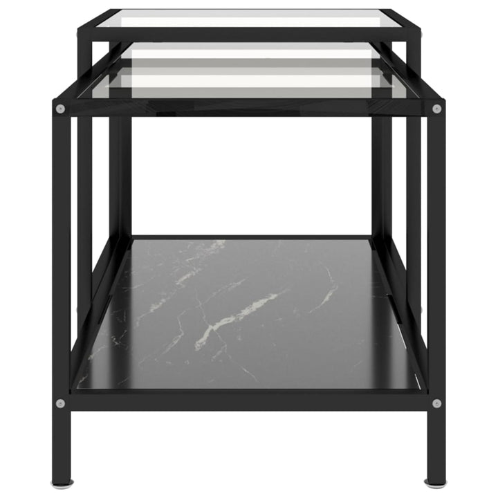 Tebord 2 St Svart Härdat Glas