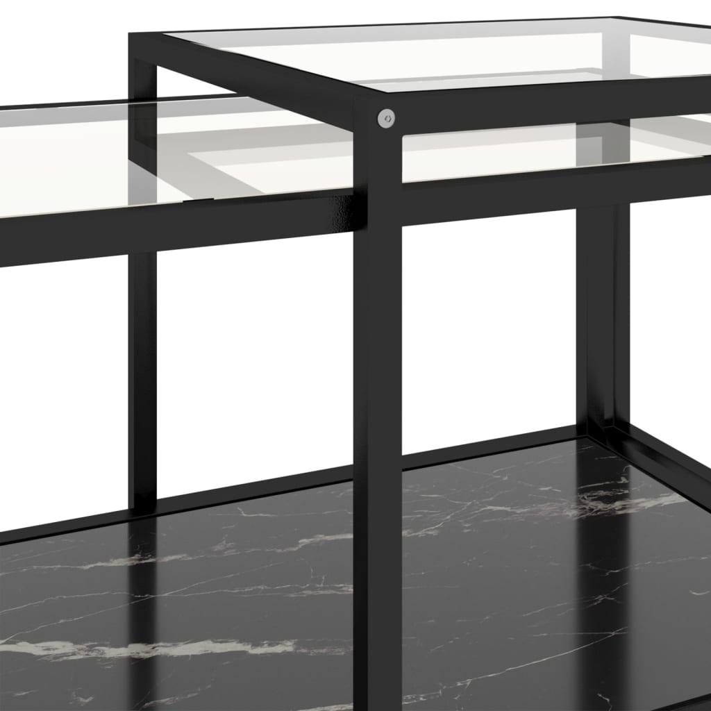 Tebord 2 St Svart Härdat Glas
