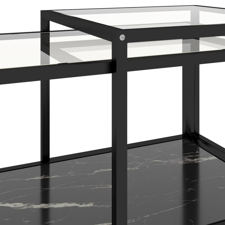 Tebord 2 St Svart Härdat Glas