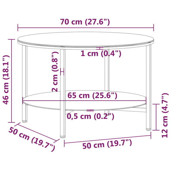Soffbord 70 Cm Härdat Glas