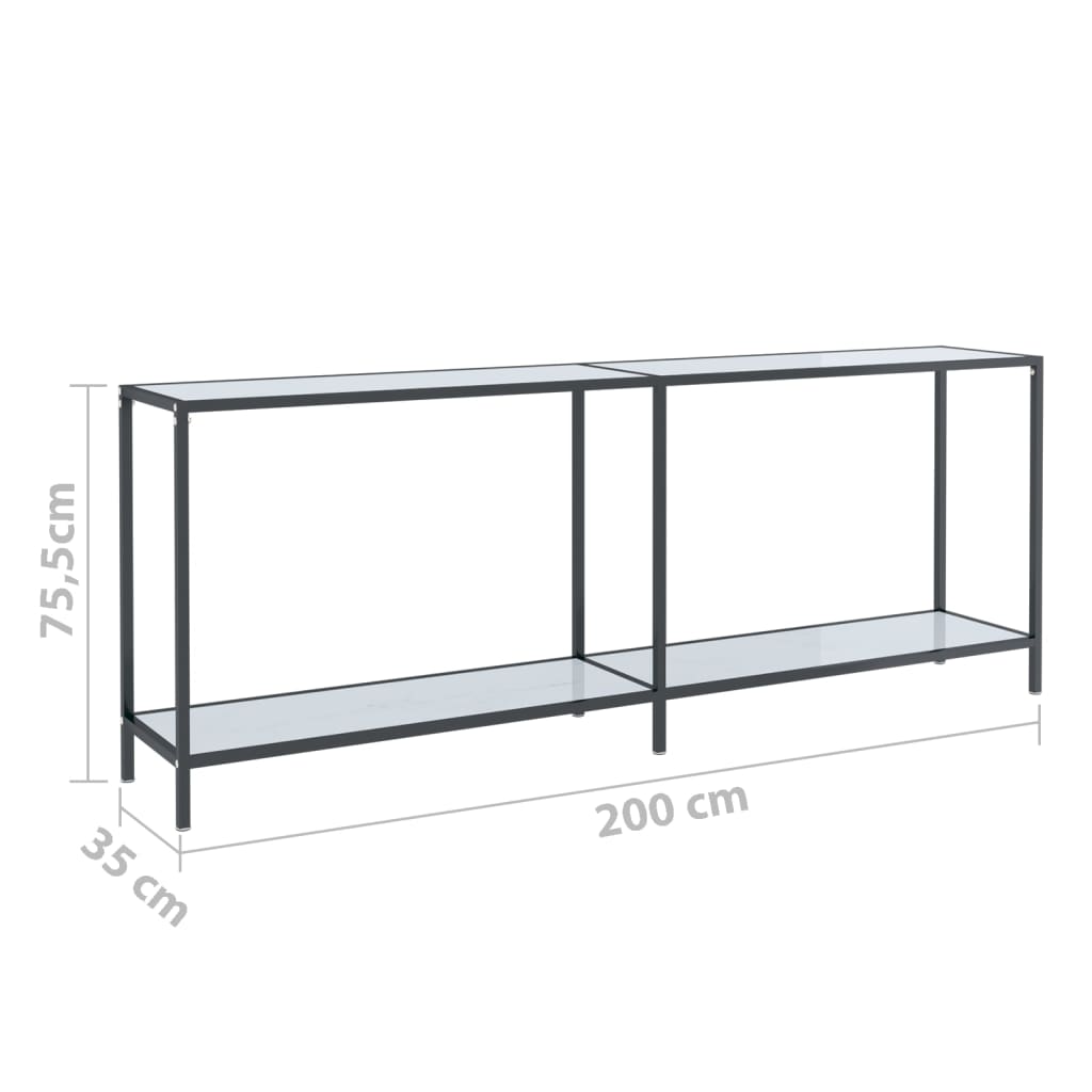 Konsolbord Vit 200X35X75,5 Cm Härdat Glas