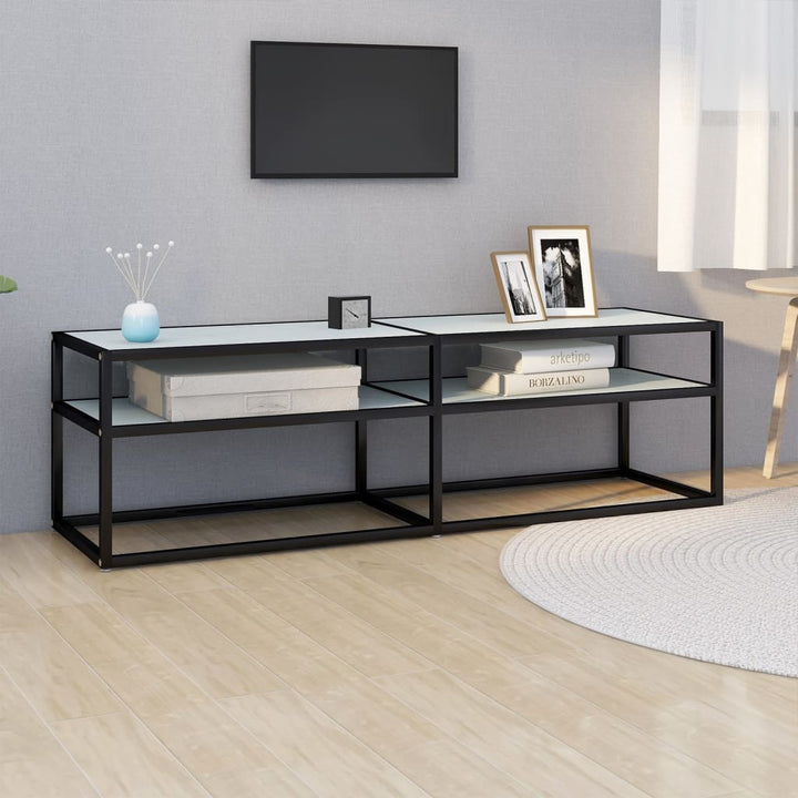 Tv-Bänk Svart Marmor 220X40X40,5 Cm Härdat Glas