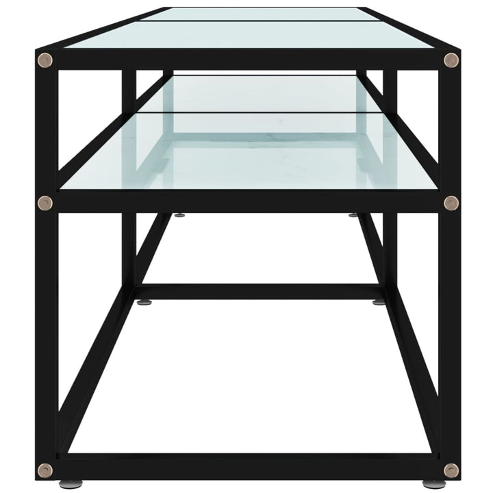 Tv-Bänk Vit Marmor 160X40X40,5 Cm Härdat Glas