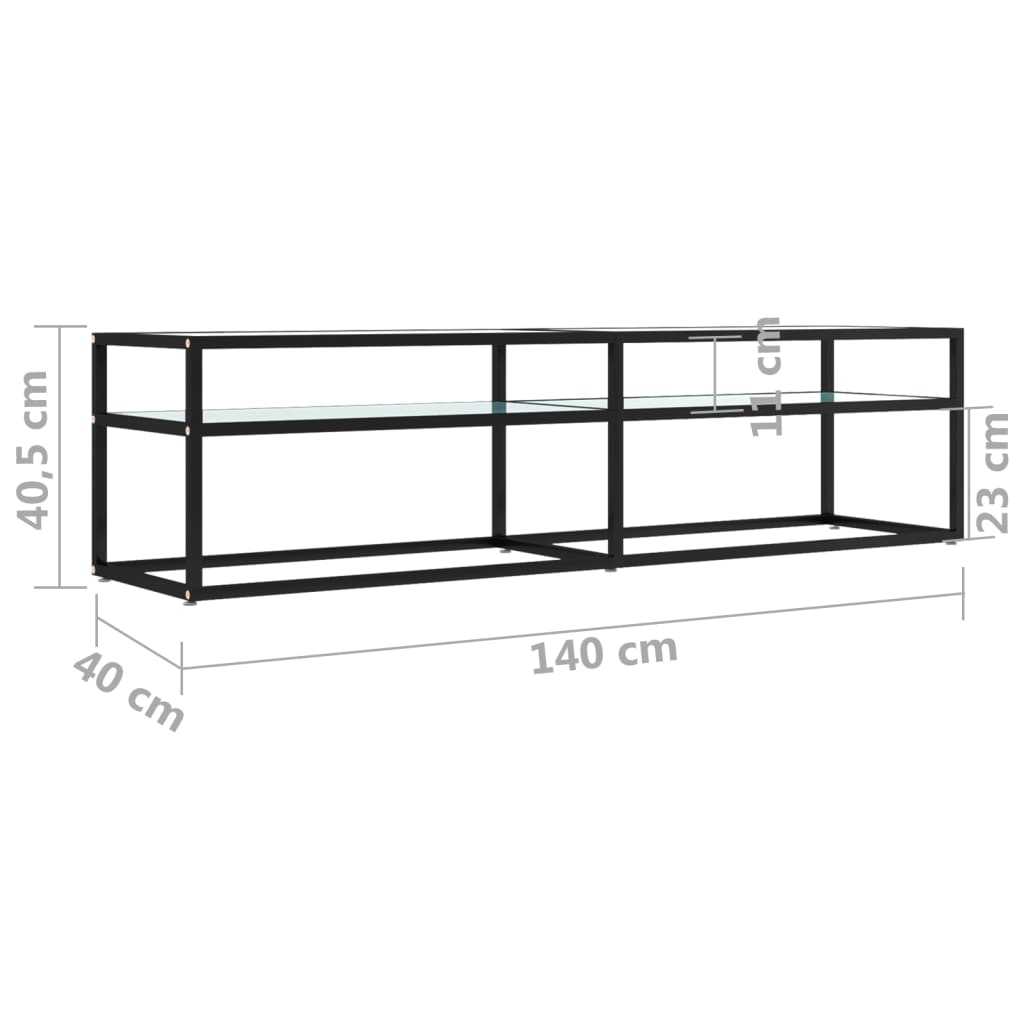 Tv-Bänk Vit Marmor 160X40X40,5 Cm Härdat Glas