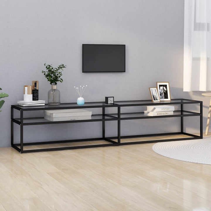 Tv-Bänk Svart Marmor 220X40X40,5 Cm Härdat Glas