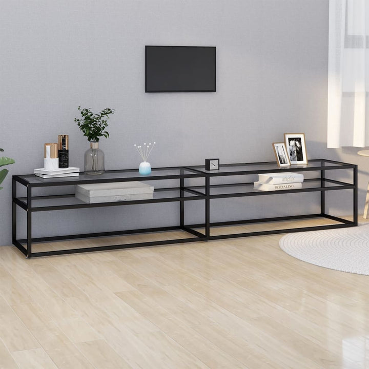 Tv-Bänk Svart Marmor 220X40X40,5 Cm Härdat Glas