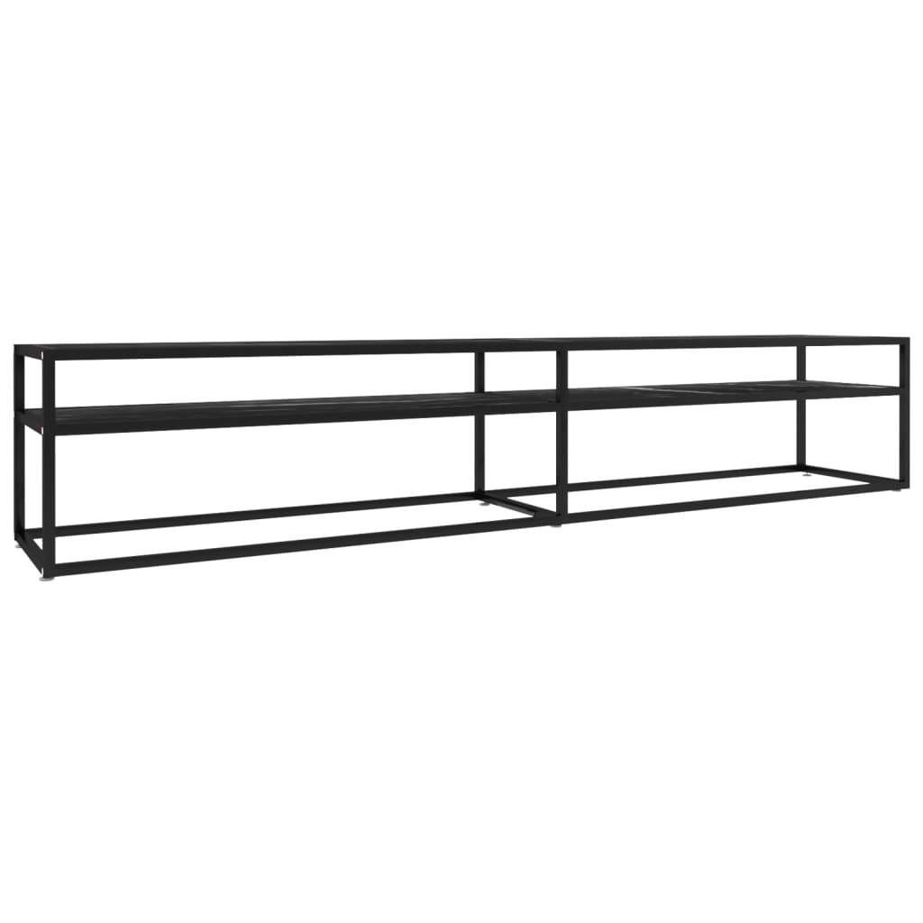 Tv-Bänk Svart Marmor 220X40X40,5 Cm Härdat Glas