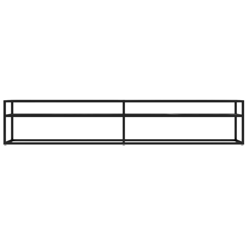 Tv-Bänk Svart Marmor 220X40X40,5 Cm Härdat Glas