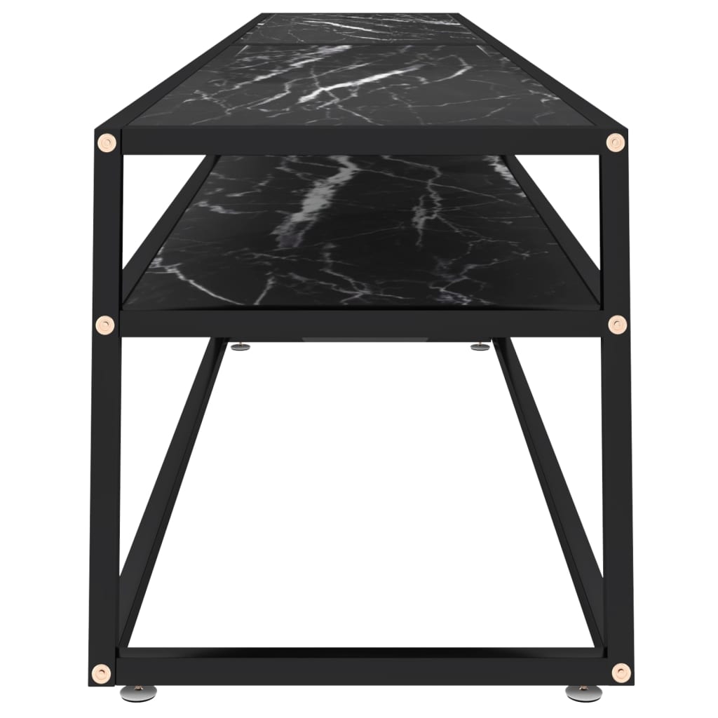 Tv-Bänk Svart Marmor 220X40X40,5 Cm Härdat Glas