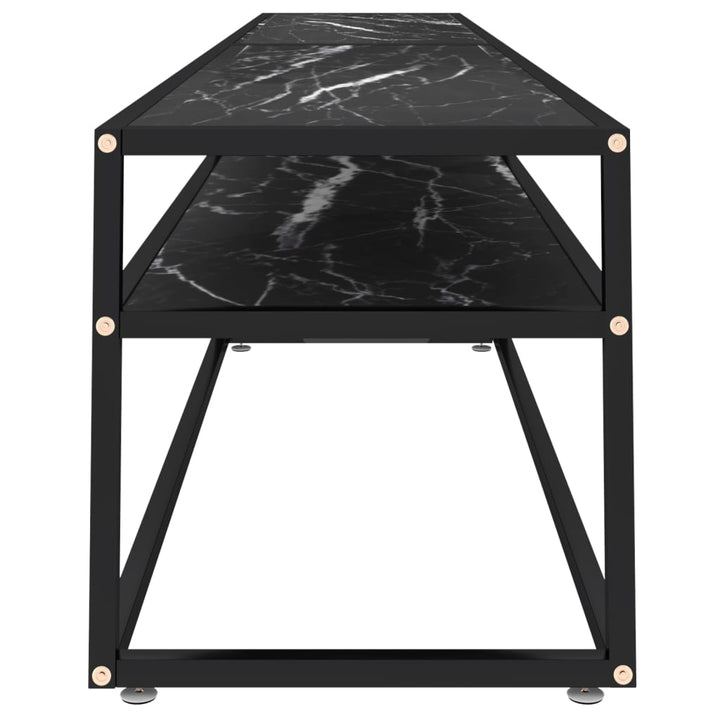 Tv-Bänk Svart Marmor 220X40X40,5 Cm Härdat Glas