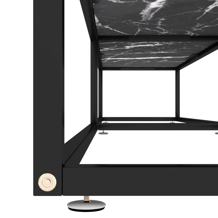 Tv-Bänk Svart Marmor 220X40X40,5 Cm Härdat Glas