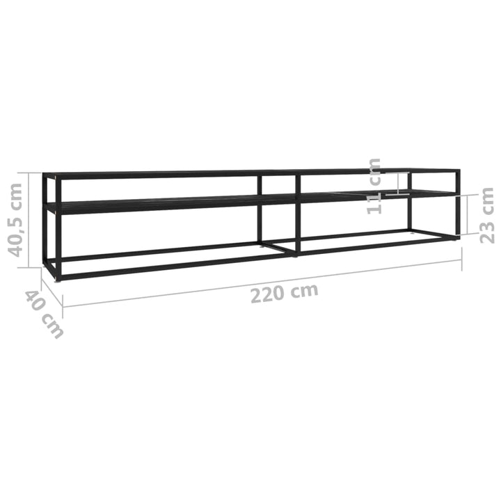 Tv-Bänk Svart Marmor 220X40X40,5 Cm Härdat Glas