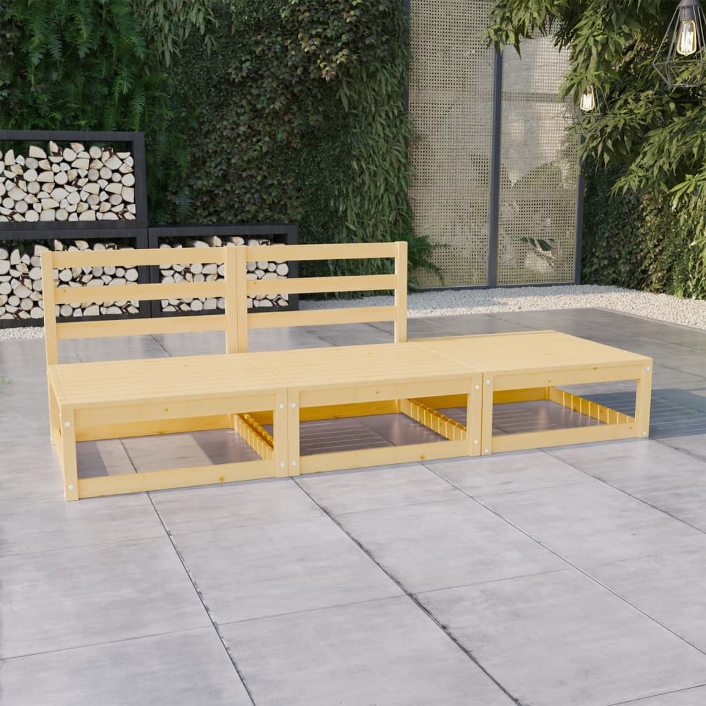 Loungegrupp 3 Delar Massiv Furu