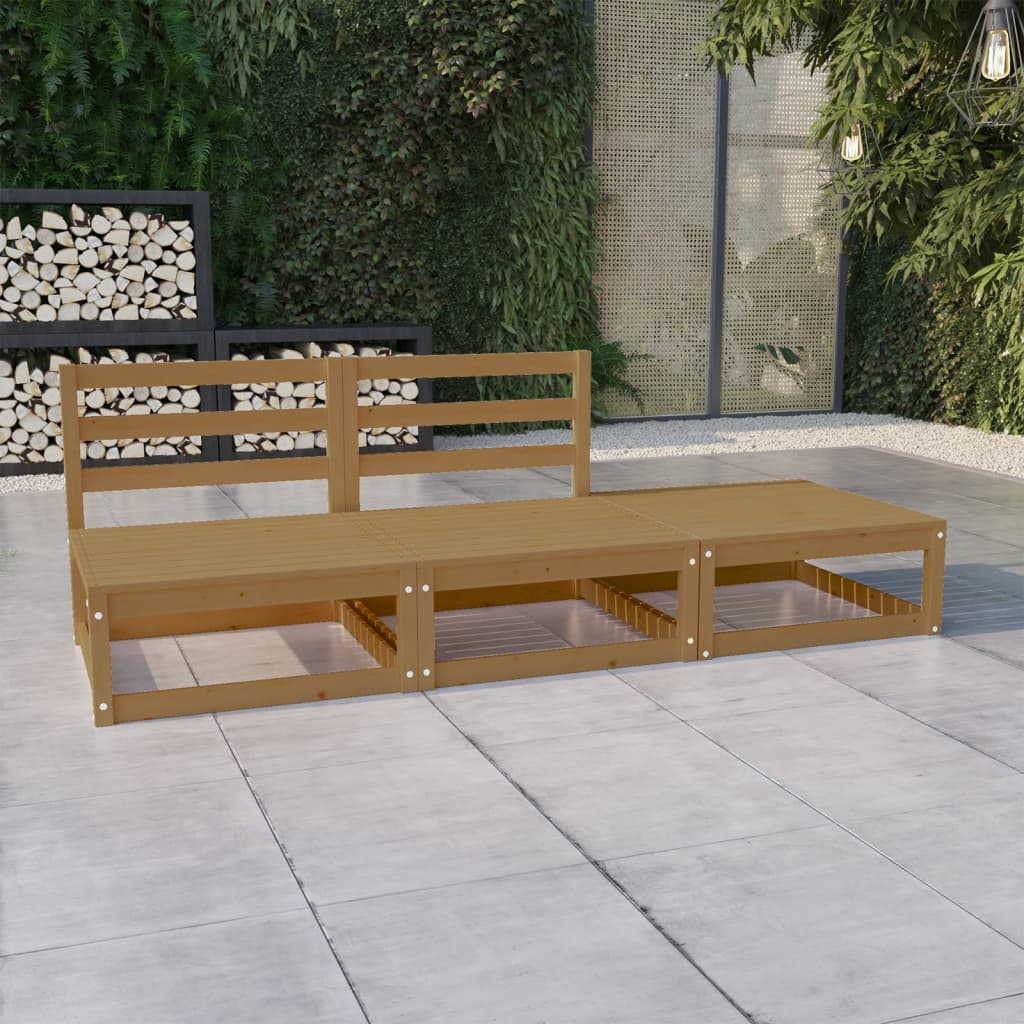 Loungegrupp 3 Delar Massiv Furu