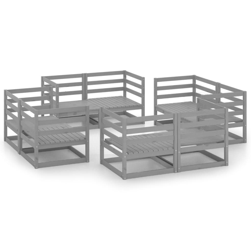 Loungegrupp 8 Delar Massiv Furu
