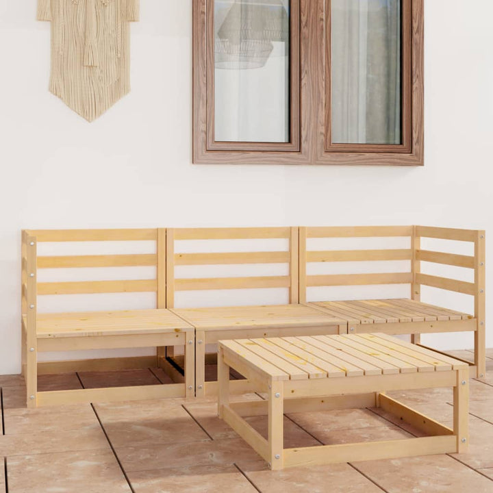 Loungegrupp För Trädgården Med Dynor 4 Delar Massiv Furu