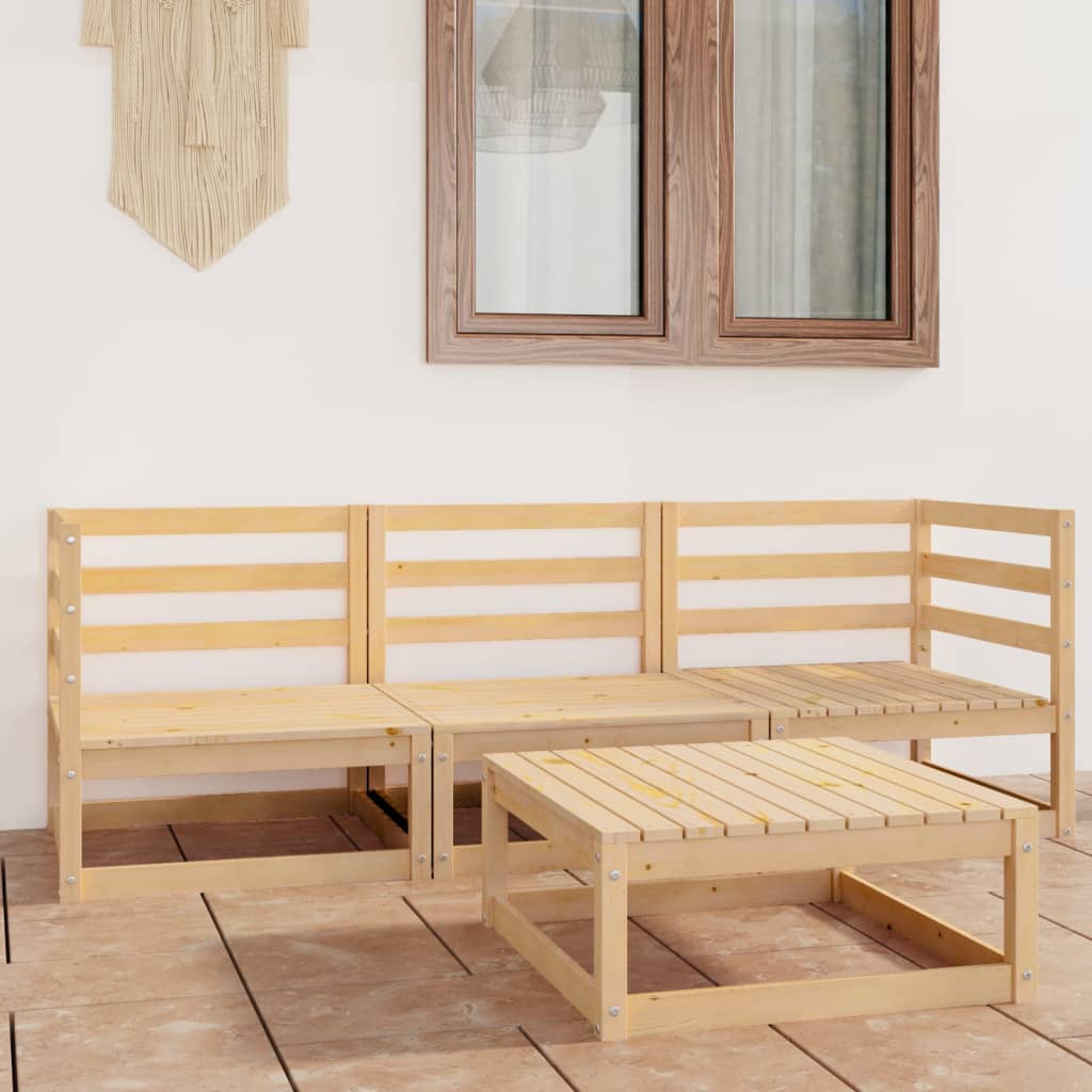 Loungegrupp För Trädgården Med Dynor 4 Delar Massiv Furu