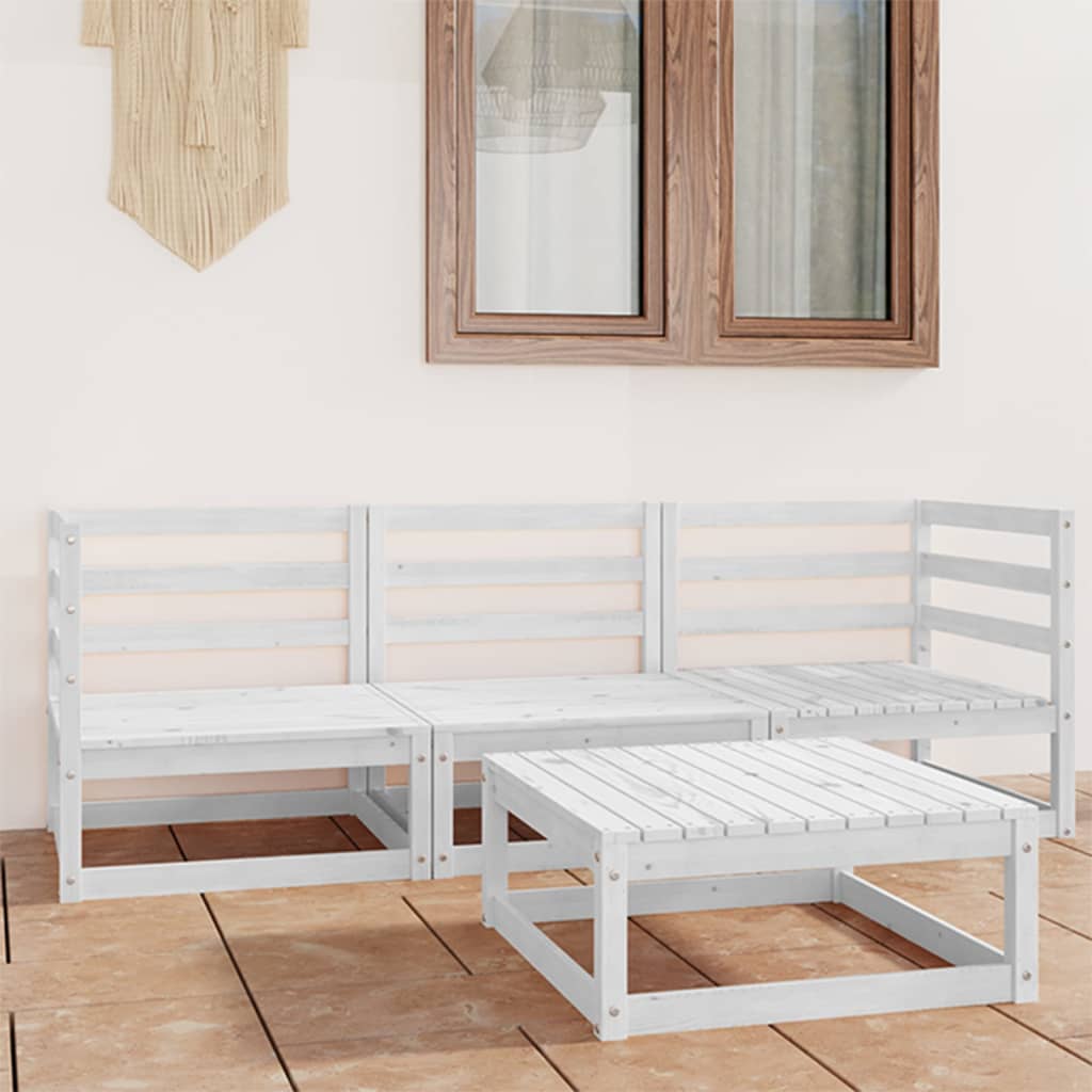 Loungegrupp För Trädgården Med Dynor 4 Delar Massiv Furu